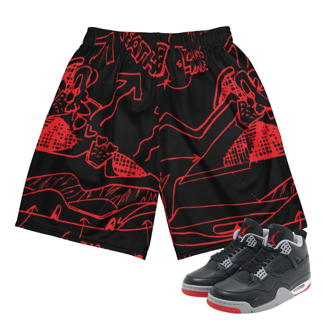 Retro 4 Bred Reimagined Sketch Mesh Shorts