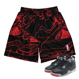 Retro 4 Bred Reimagined Sketch Mesh Shorts