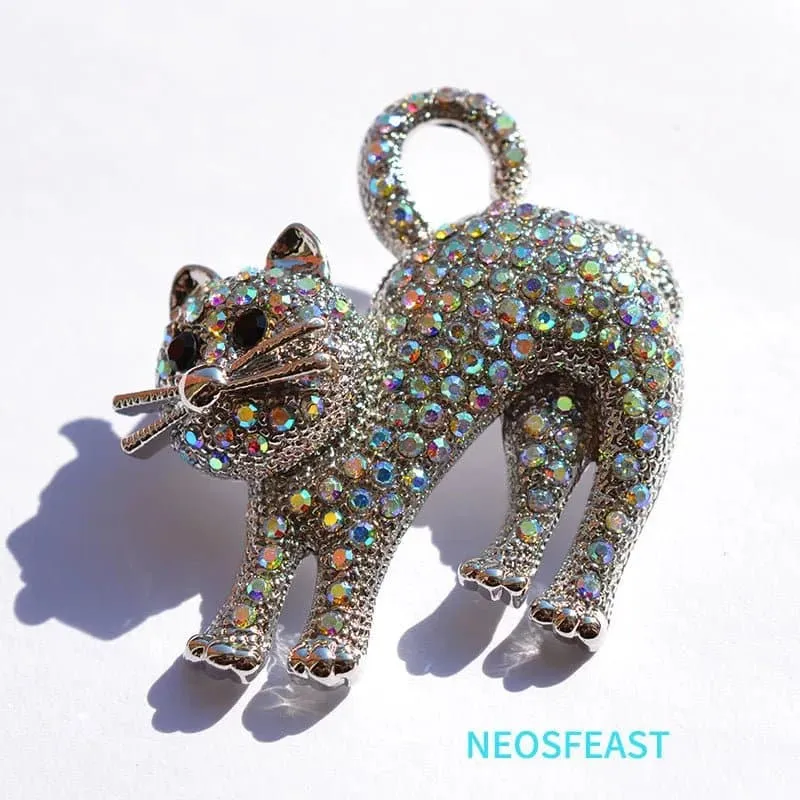 Rhinestone Cute Cat Brooches