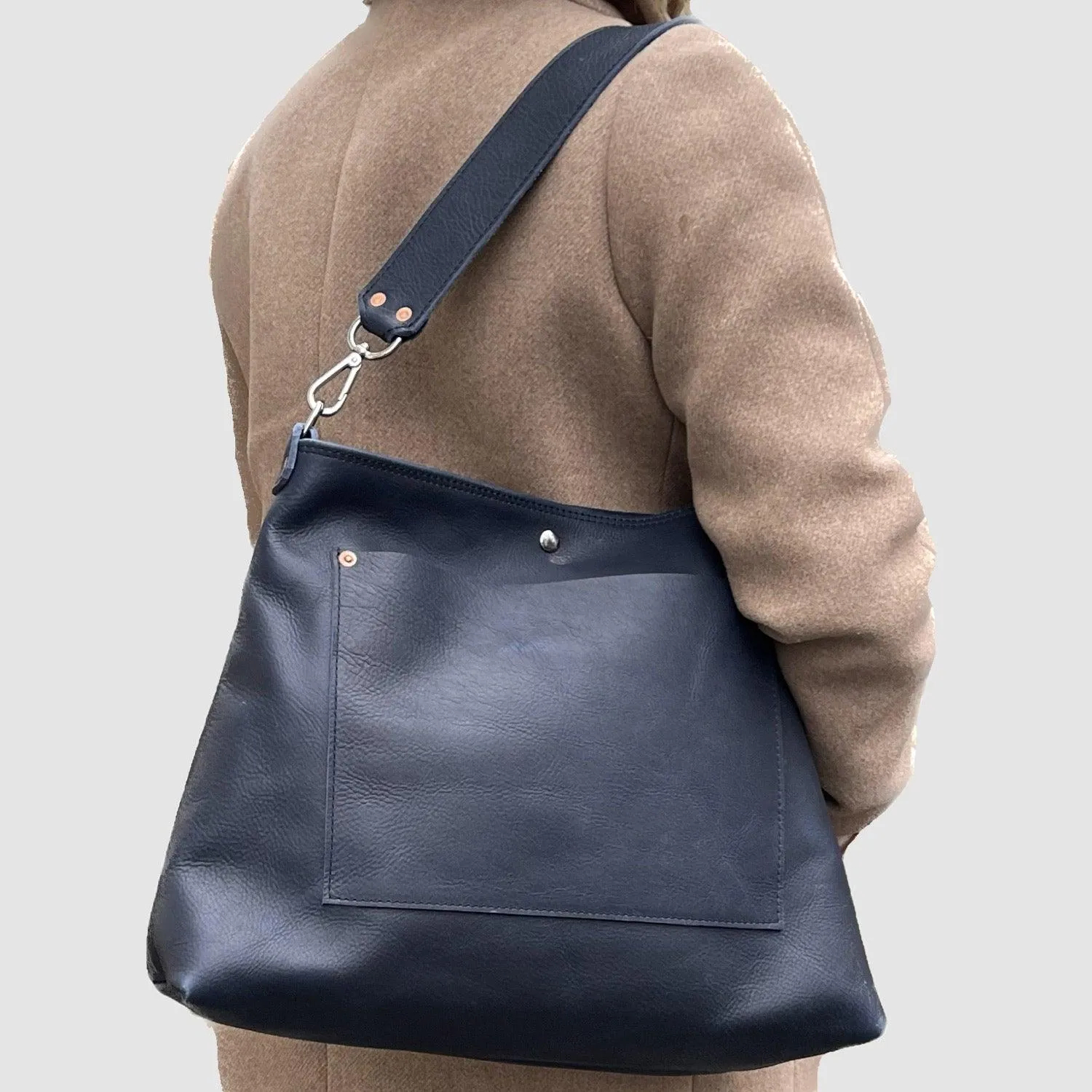 RTS - Bell Leather Shoulder Bag in Navy