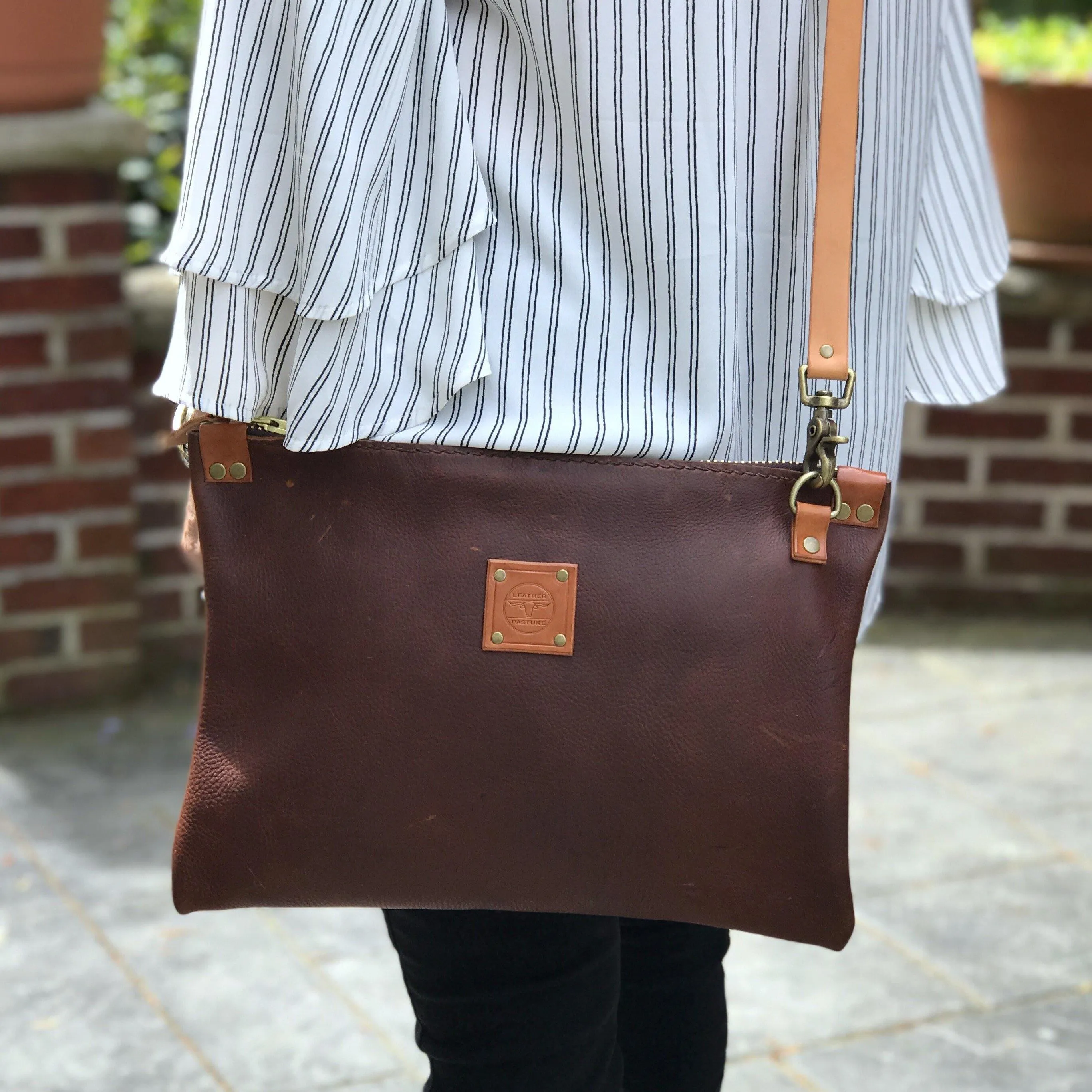 RTS - Leather Messenger Bag in Brown