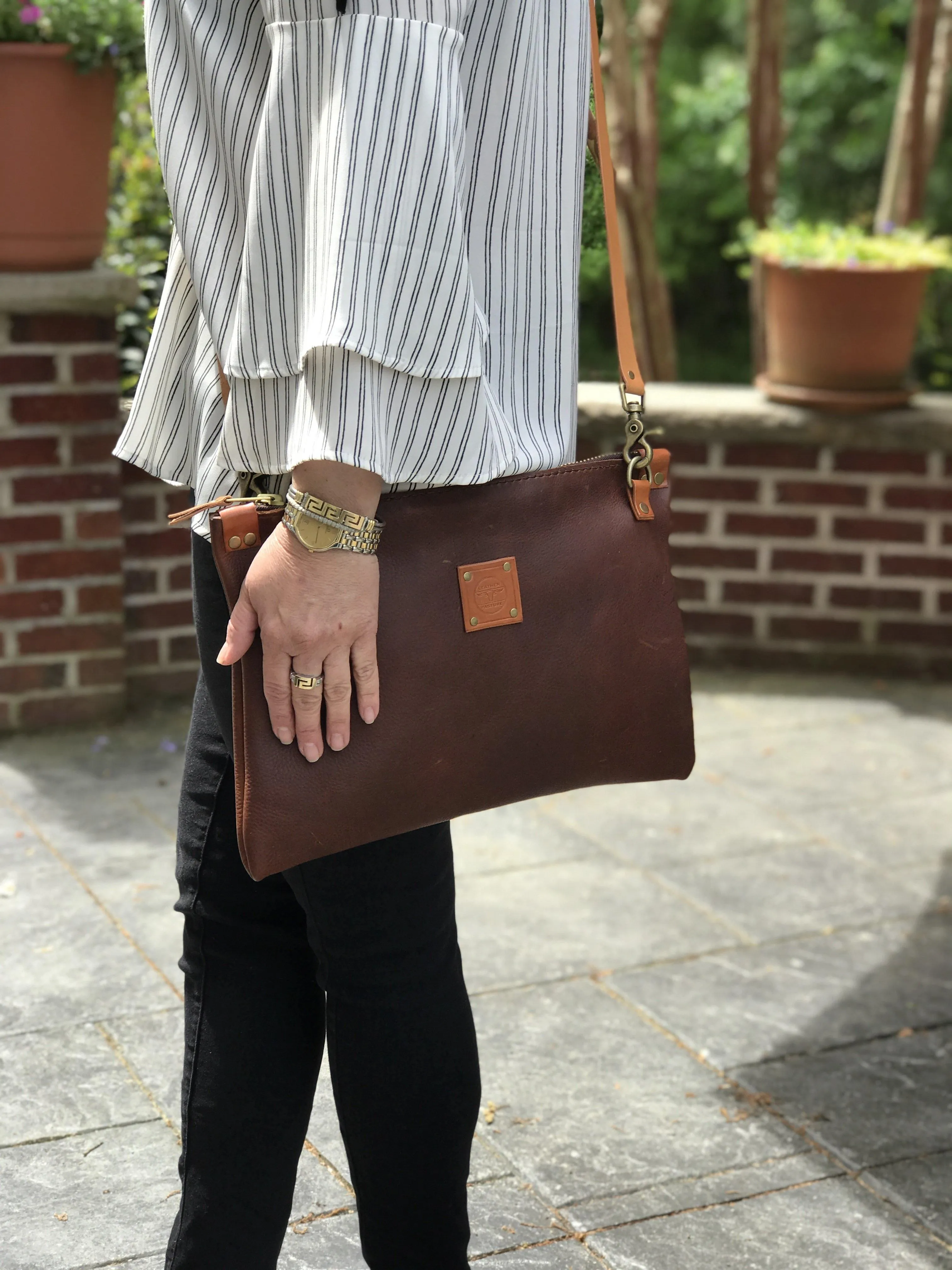 RTS - Leather Messenger Bag in Brown