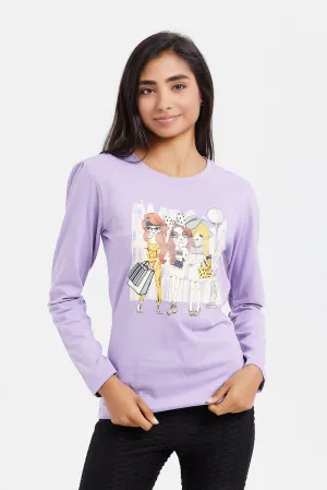 Senior Girls Lilac Printed T-Shirt