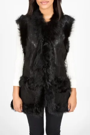 Shearling & Leather Vest (Black)