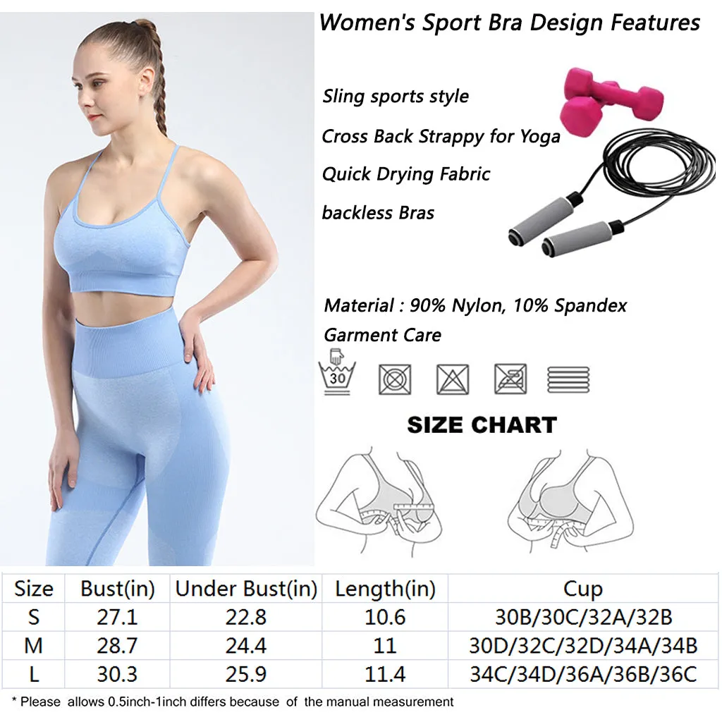 Sports Bra for Women Criss-Cross Back Strappy Longline Yoga Bra   Crop Top Workout Tank