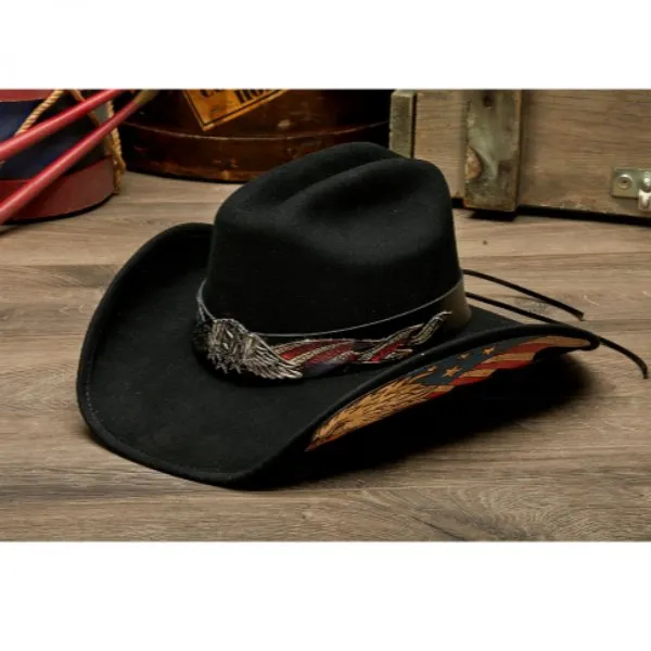 Stampede Felt American Flag Cowboy Hat - Bald Eagle