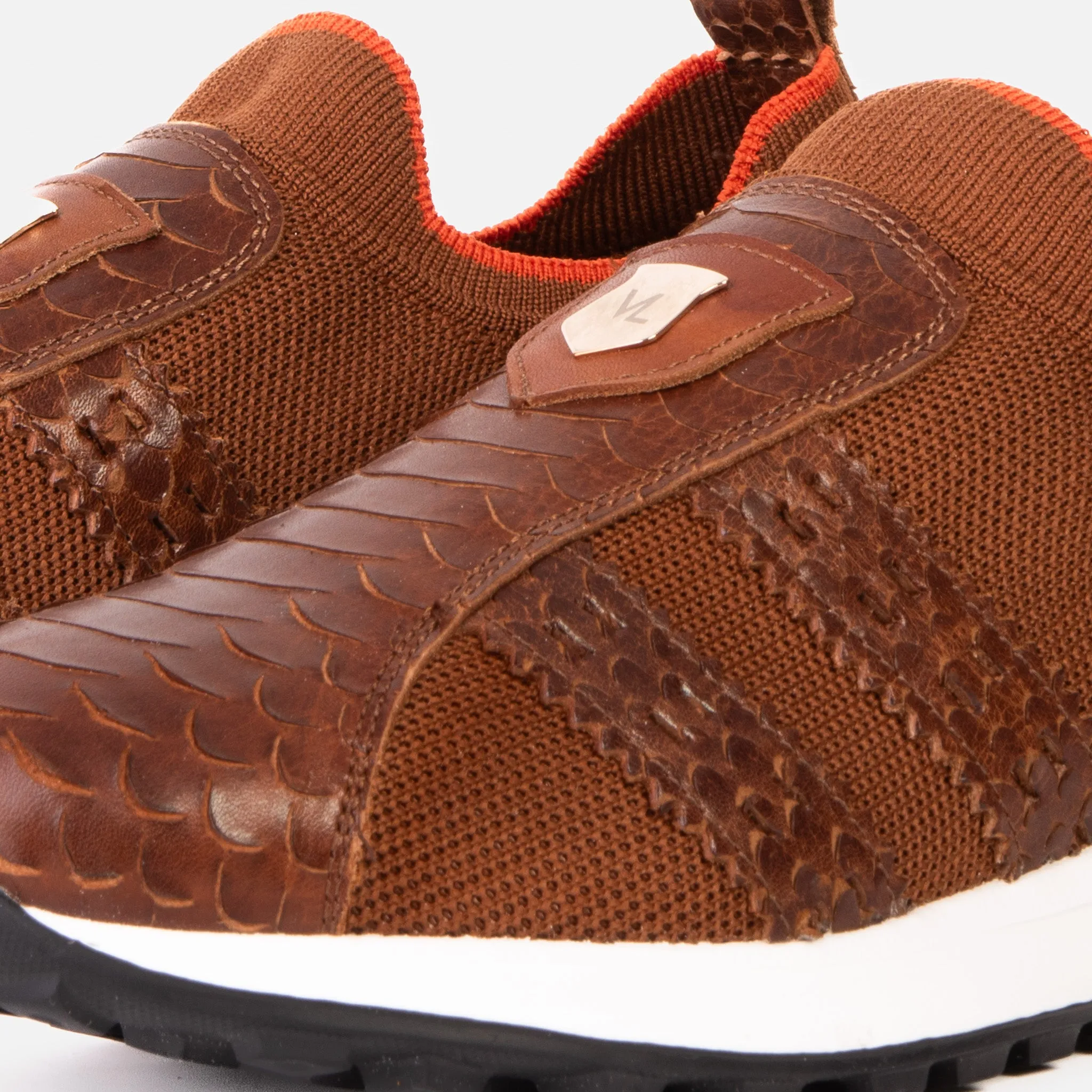 The Aslan Tan Knitted & Leather Men Sneaker