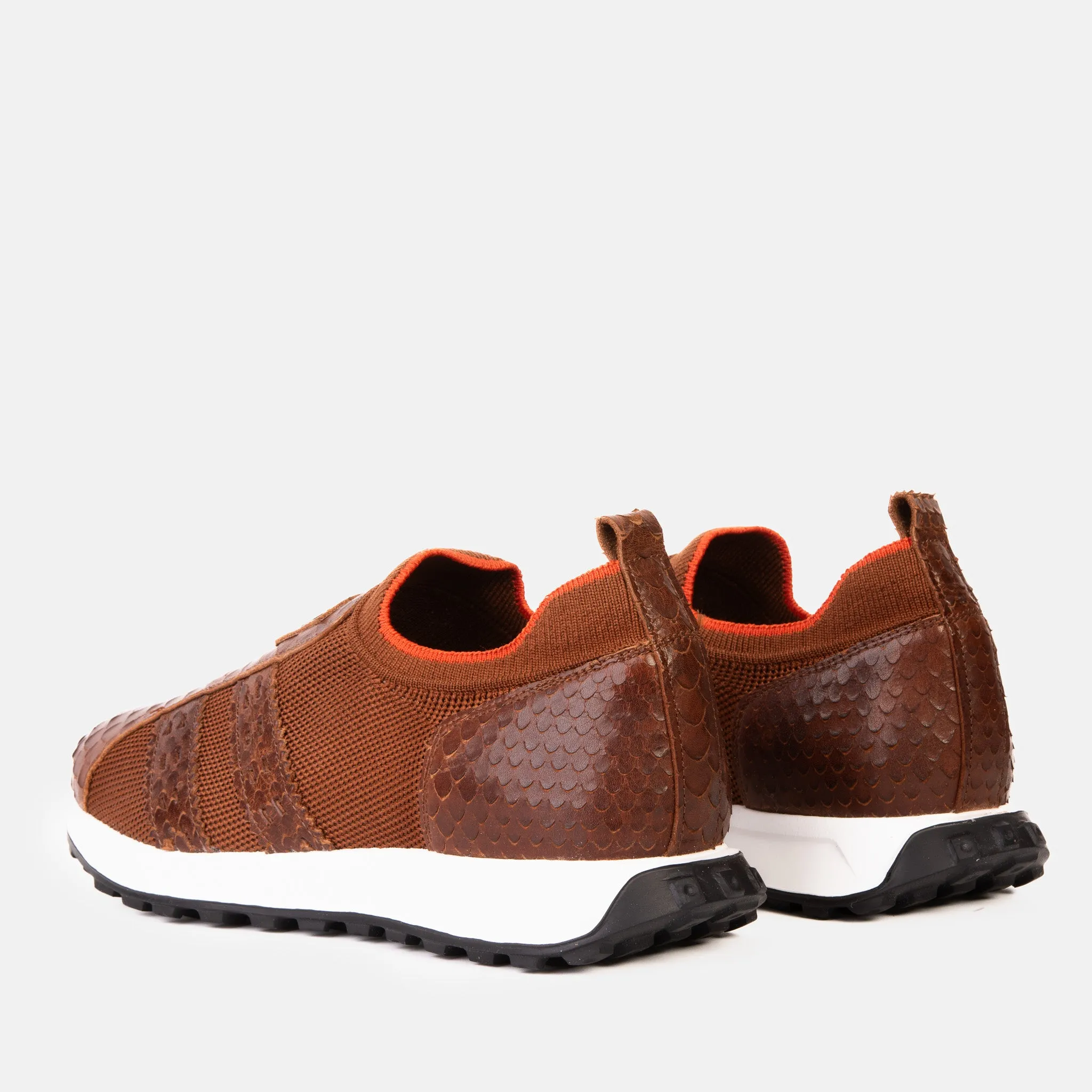 The Aslan Tan Knitted & Leather Men Sneaker