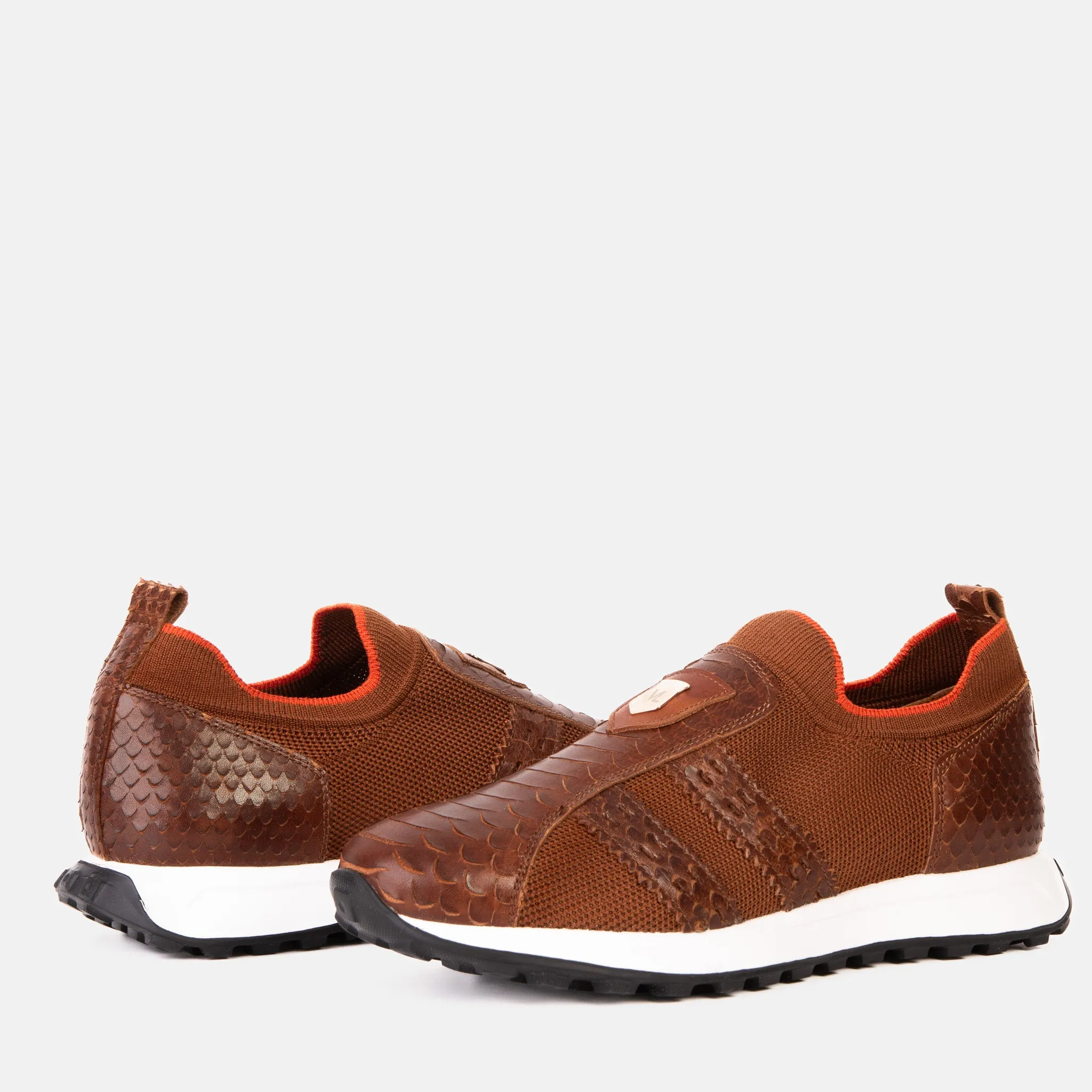 The Aslan Tan Knitted & Leather Men Sneaker