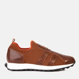 The Aslan Tan Knitted & Leather Men Sneaker