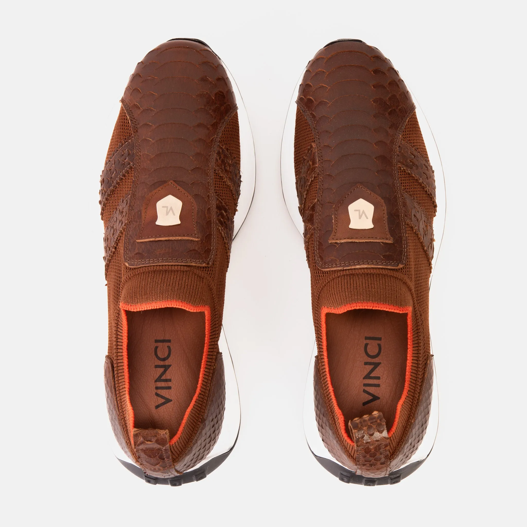 The Aslan Tan Knitted & Leather Men Sneaker