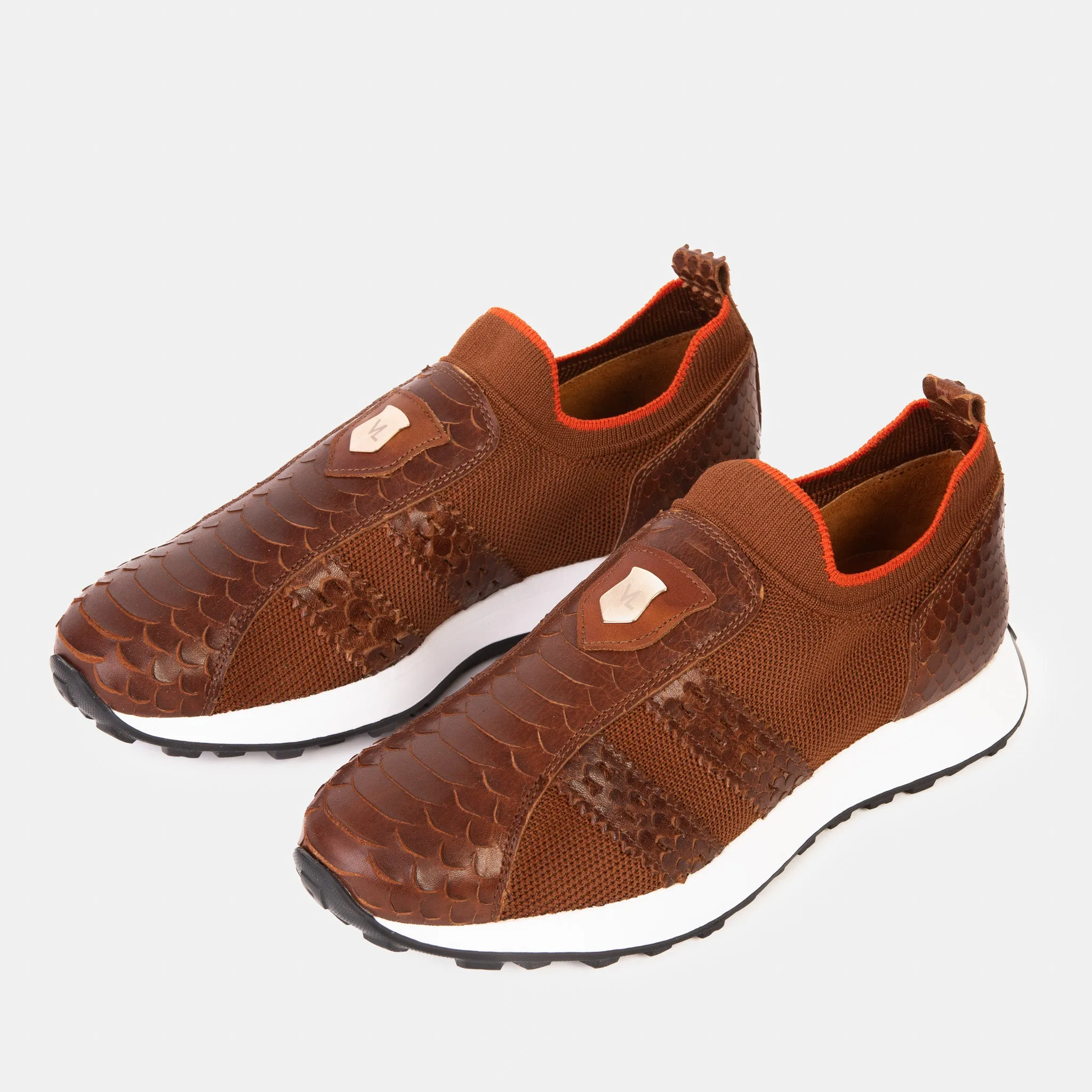 The Aslan Tan Knitted & Leather Men Sneaker