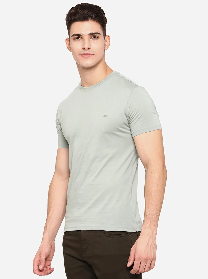 Tint Green Solid Slim Fit T-Shirt | JadeBlue