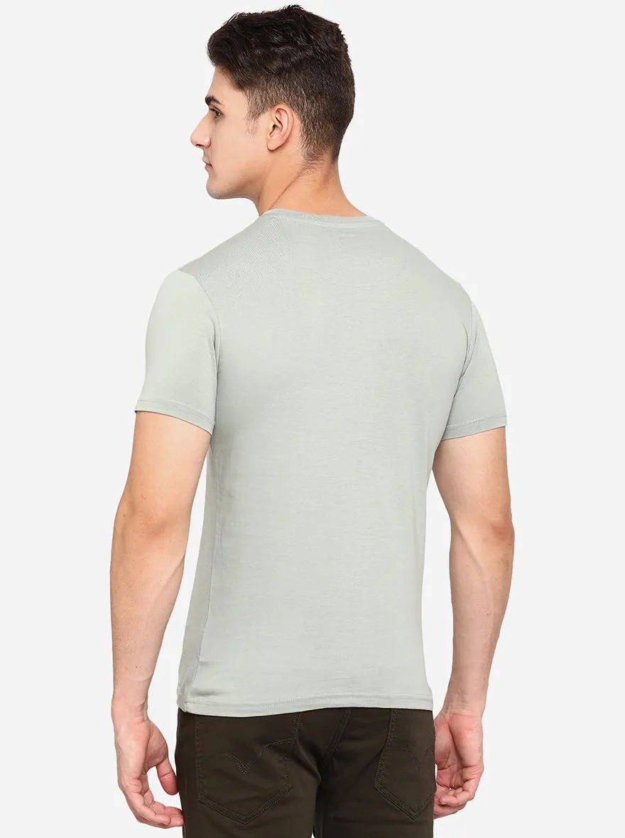 Tint Green Solid Slim Fit T-Shirt | JadeBlue