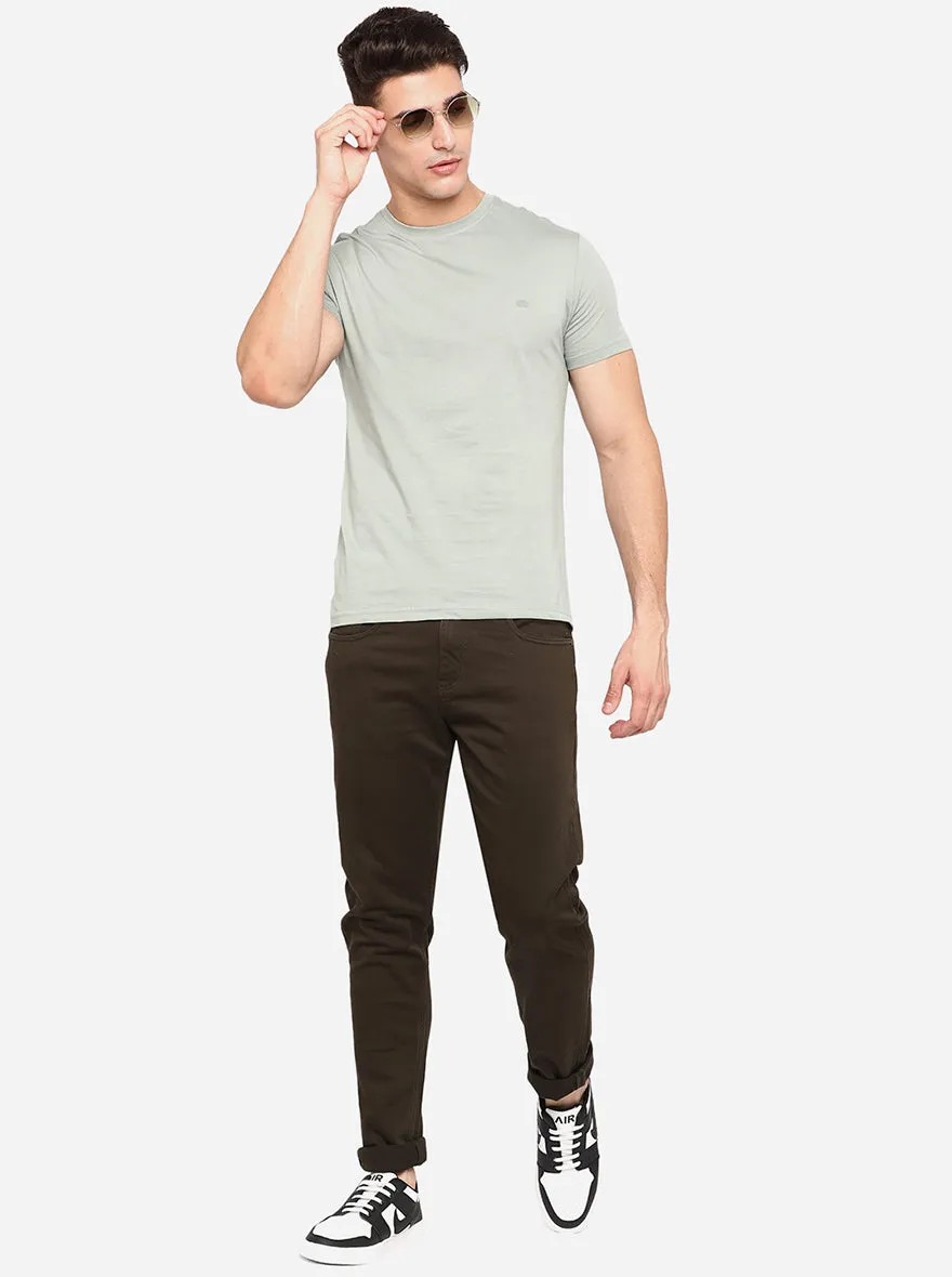 Tint Green Solid Slim Fit T-Shirt | JadeBlue