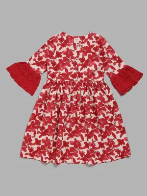 Utsa Kids Red Floral Dress (8 -14yrs)