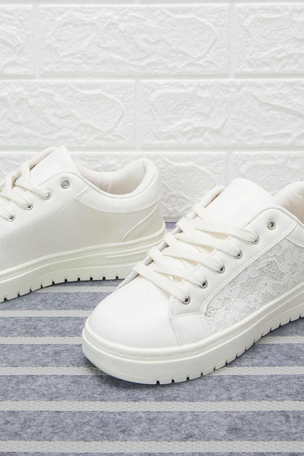 White Lace Detail Sneaker