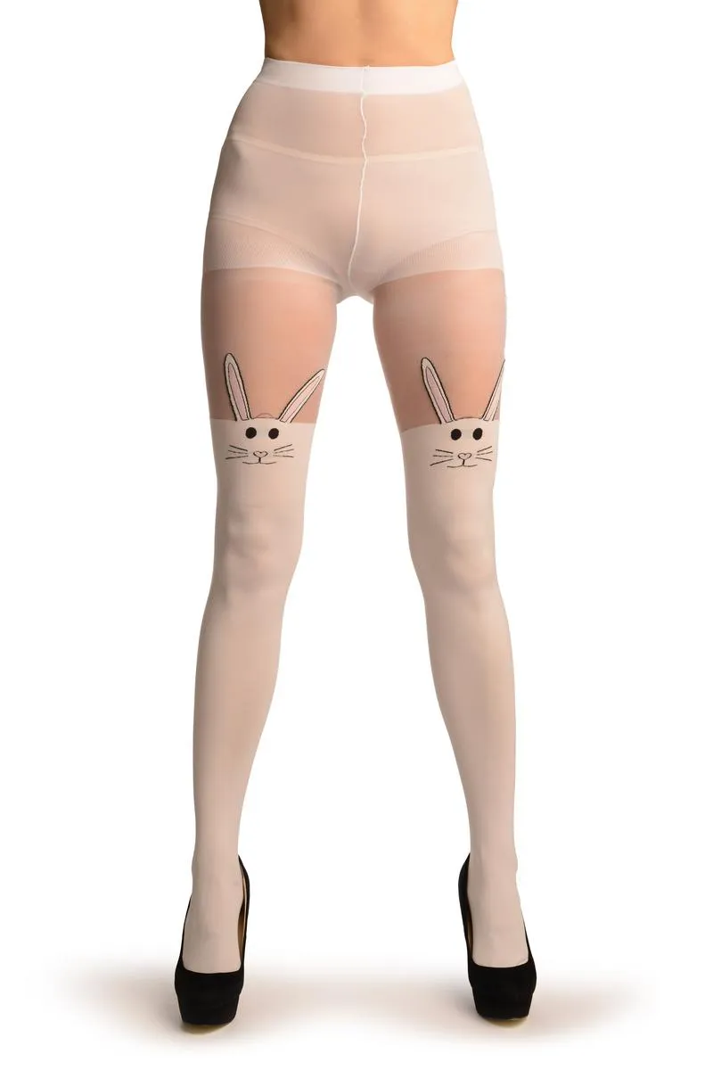 White Opaque Bunnies Faux Over The Knees