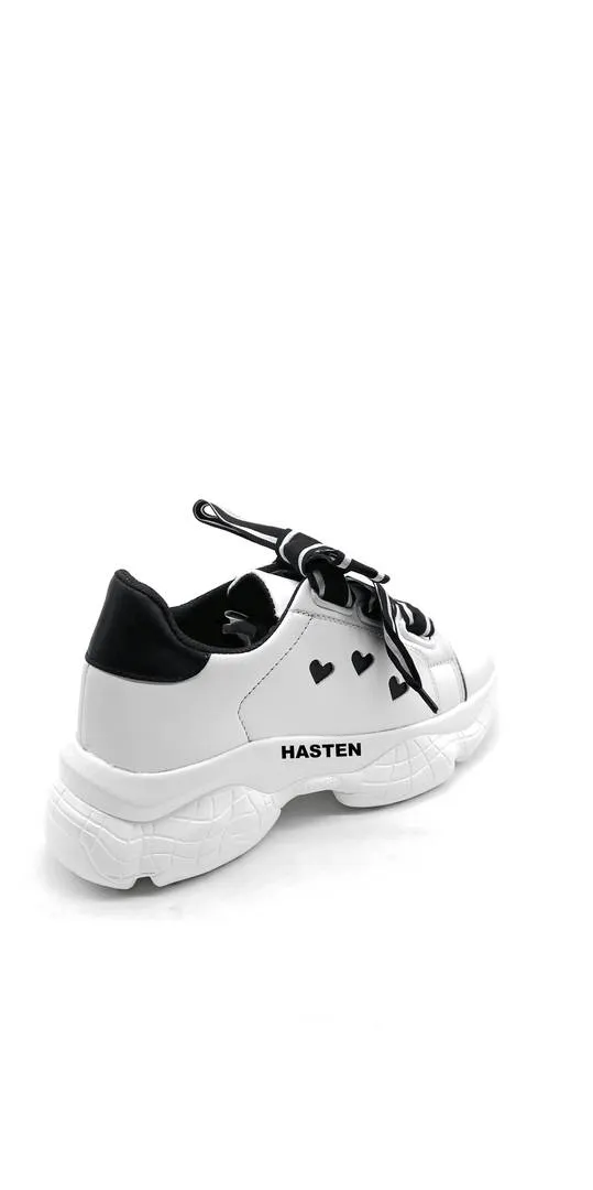 White Synthetic Leather Sneakers