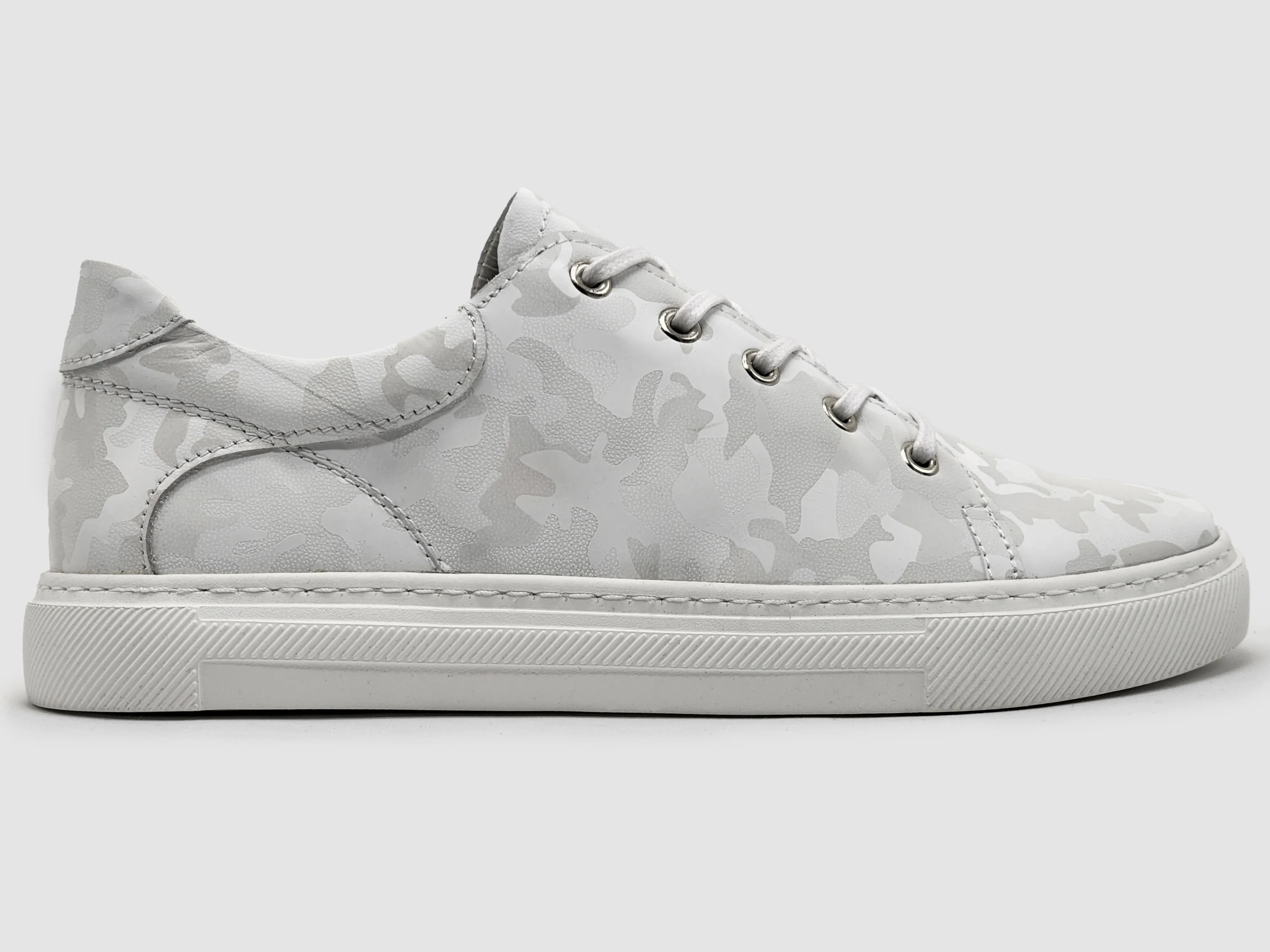 Women's Classic Camo Leather Sneakers - White