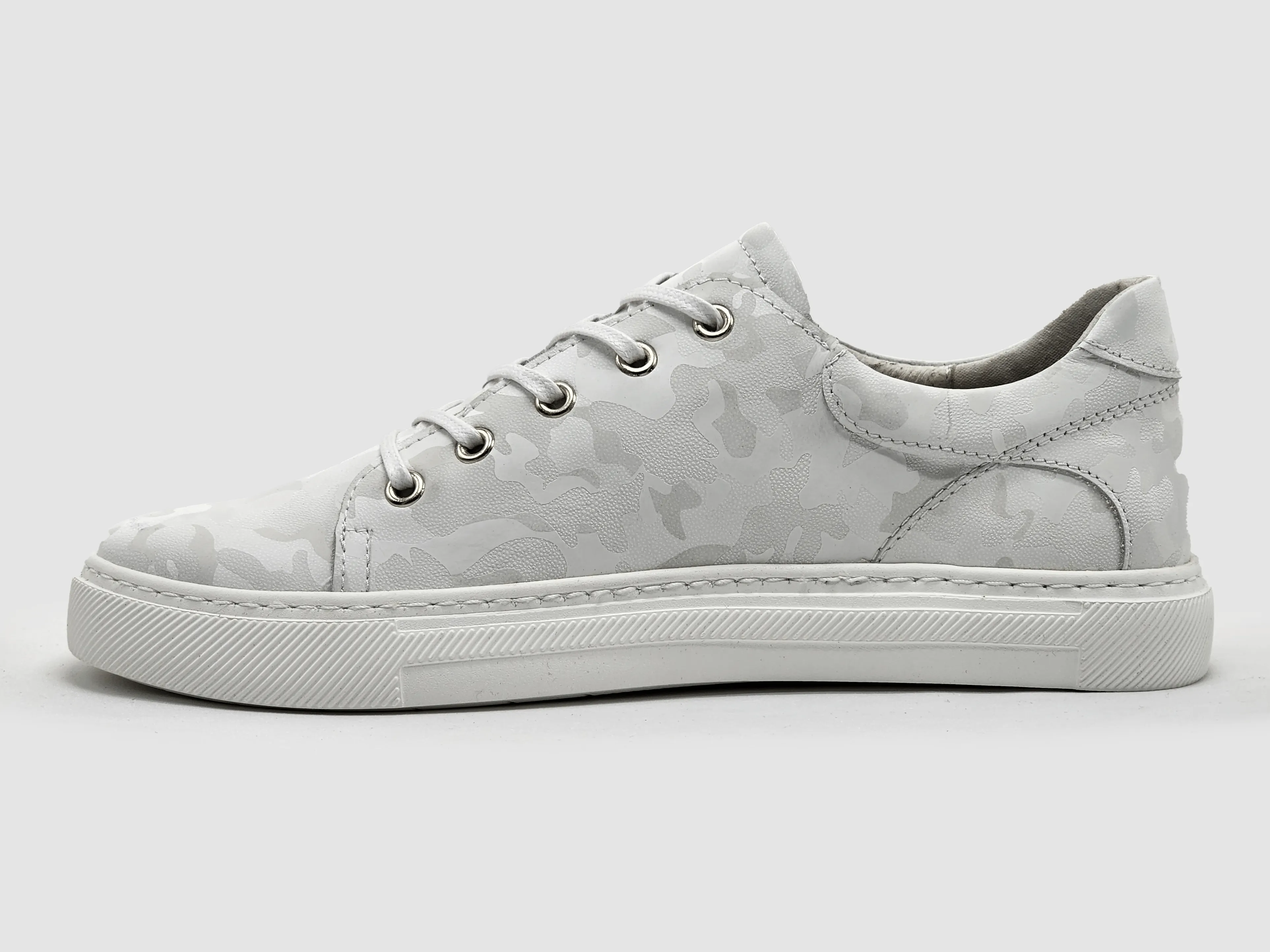 Women's Classic Camo Leather Sneakers - White