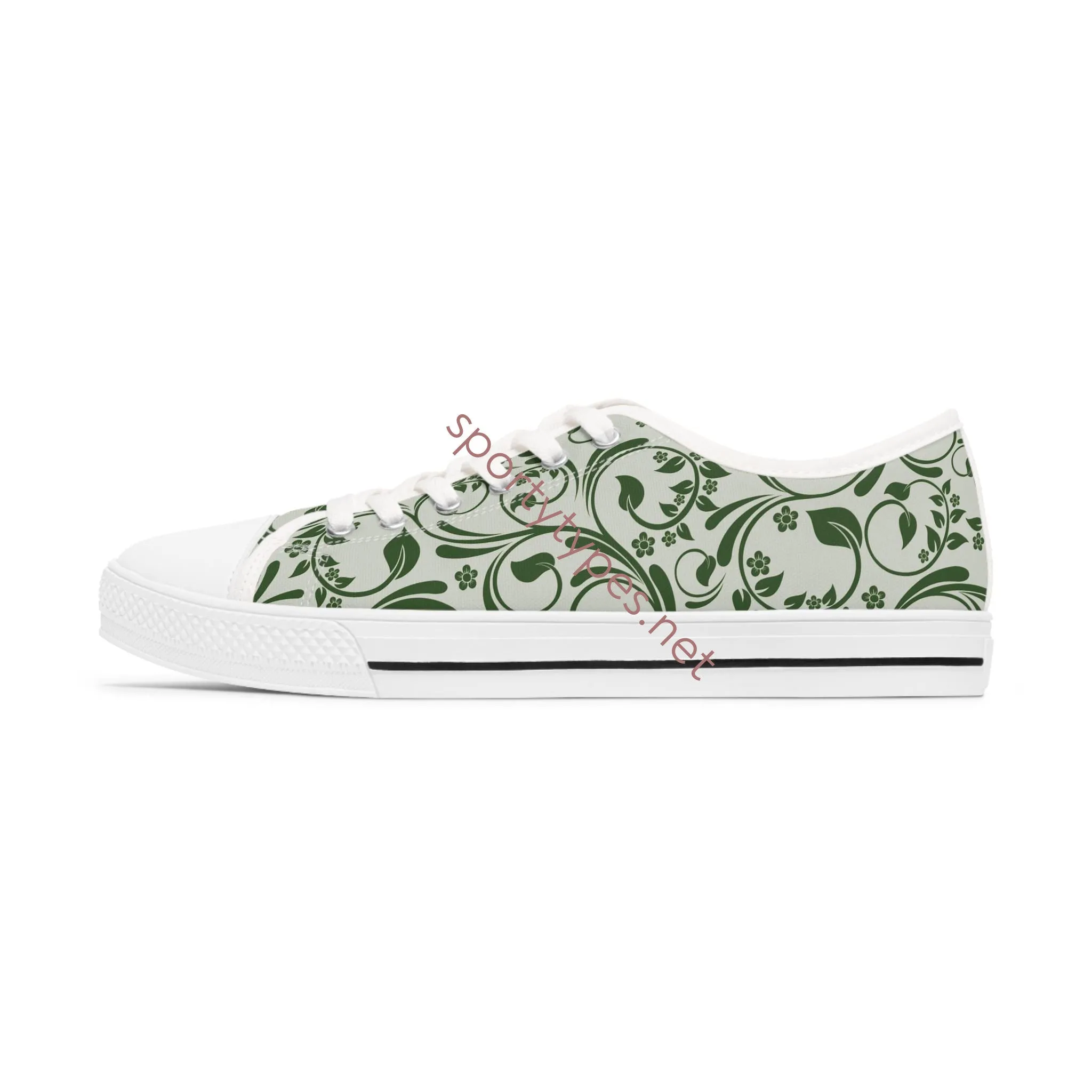 Women's Green Leaf Low Top Canvas Sneakers