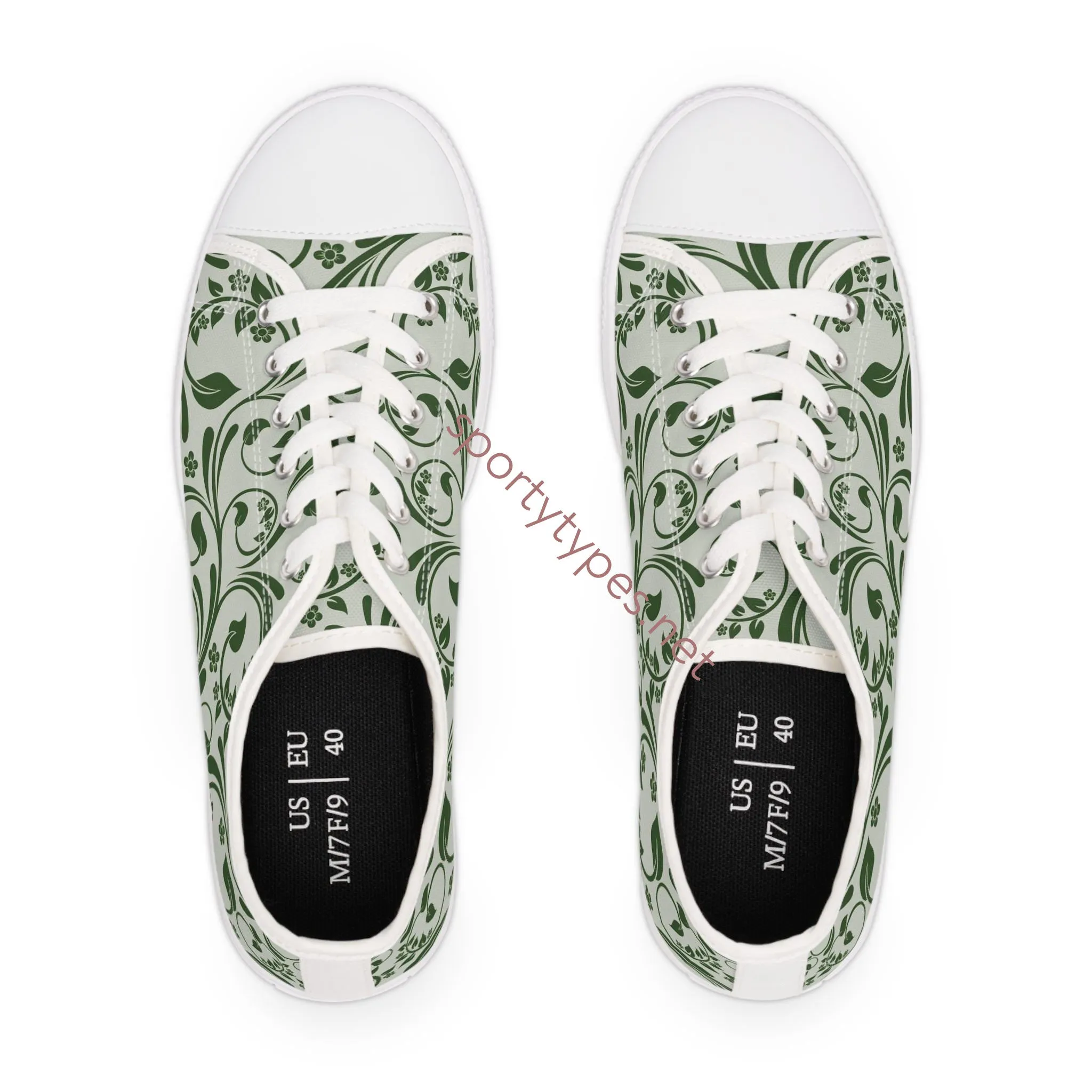 Women's Green Leaf Low Top Canvas Sneakers