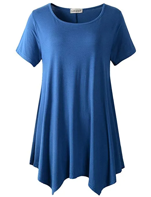 Womens Swing Tunic Tops Loose Fit Comfy Flattering T Shirt