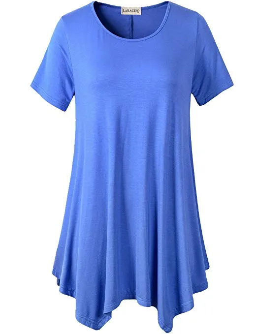 Womens Swing Tunic Tops Loose Fit Comfy Flattering T Shirt