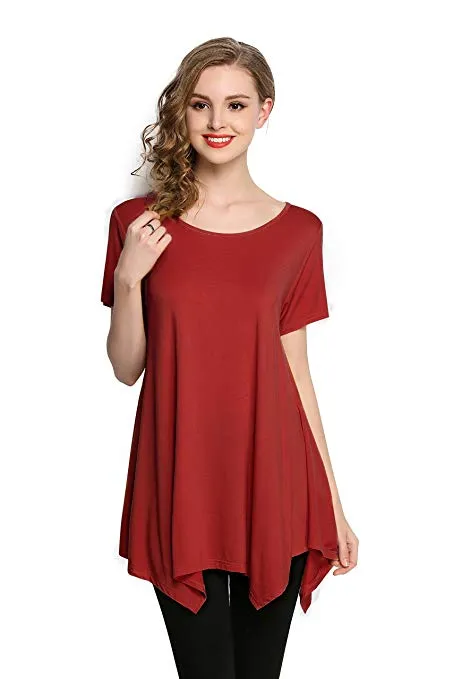 Womens Swing Tunic Tops Loose Fit Comfy Flattering T Shirt