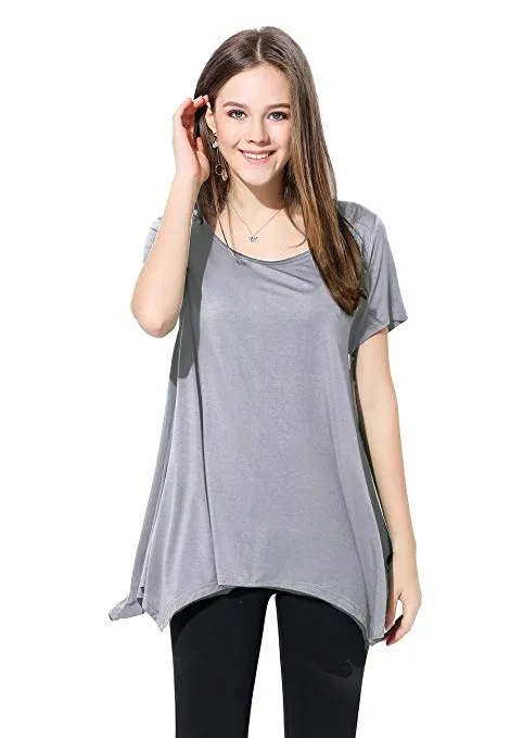 Womens Swing Tunic Tops Loose Fit Comfy Flattering T Shirt